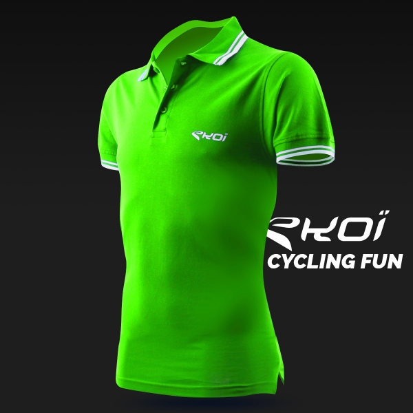 Polo men EKOI Cycling Fun Groen Polo men EKOI Cycling Fun Groen