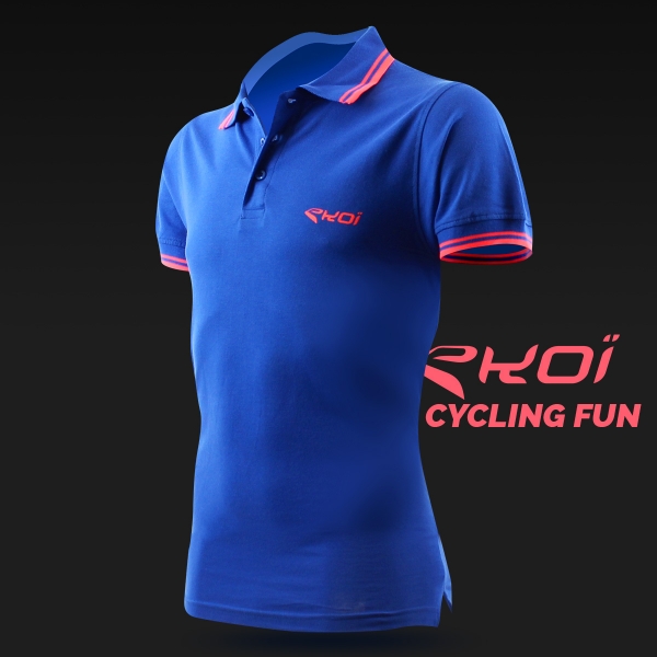Polo men EKOI Cycling Fun Blauw Polo men EKOI Cycling Fun Blauw