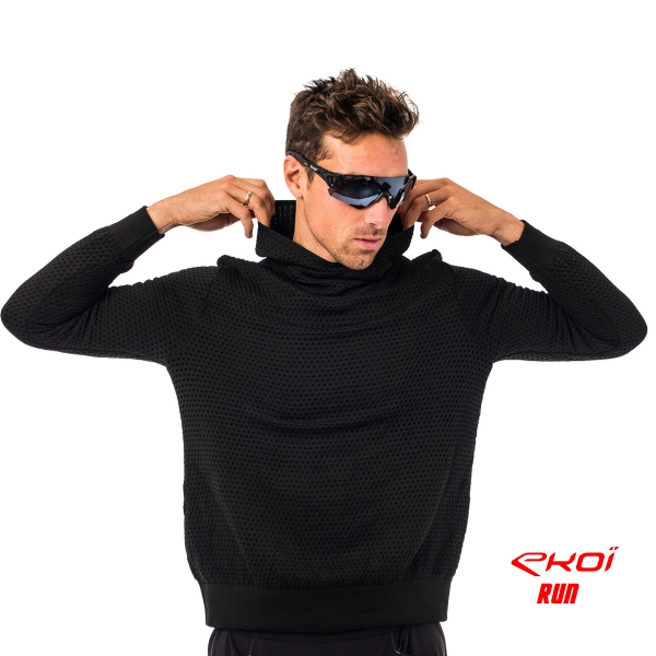Hoodie EKOI RUN Rood Zwart Hoodie EKOI RUN Rood Zwart
