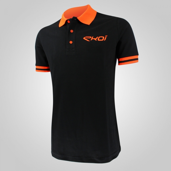EKOI Club Black / Orange fluo men's polo EKOI Club Black / Orange fluo men's polo
