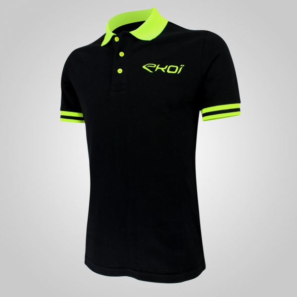 EKOI Club Black / Yellow fluo men's polo EKOI Club Black / Yellow fluo men's polo