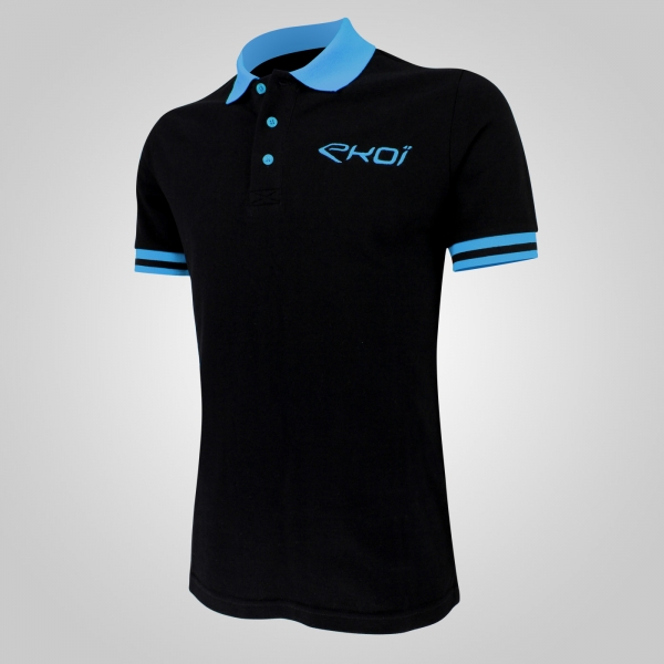 EKOI Club Black / Turquoise men's polo EKOI Club Black / Turquoise men's polo