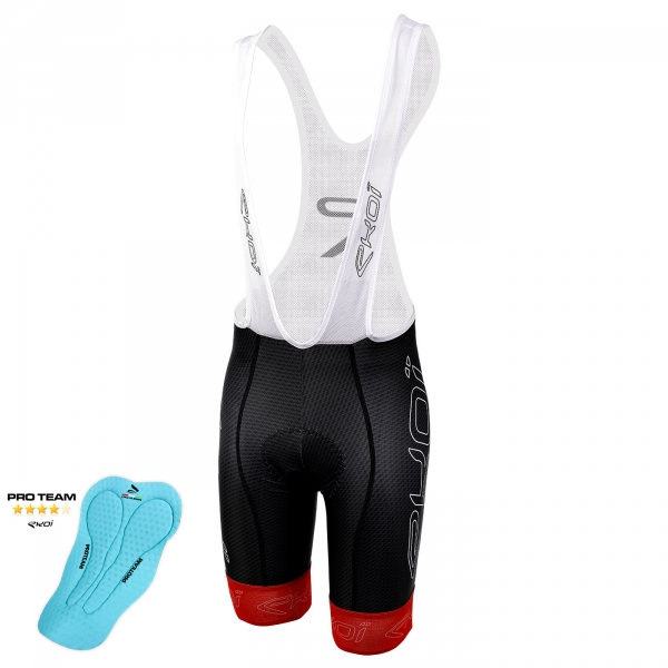EKOI Carbon Fiber 2 Red bib short with Proteam pad EKOI Carbon Fiber 2 Red bib short with Proteam pad