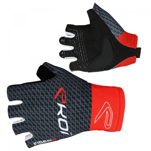 EKOI Carbon Fiber 2 Red fingerless summer cycling gloves EKOI Carbon Fiber 2 Red fingerless summer cycling gloves