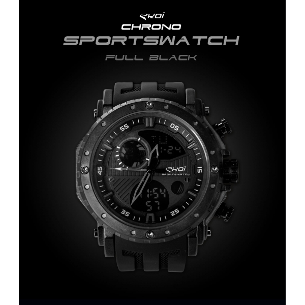 Horloge EKOI Sportswatch Full Black Horloge EKOI Sportswatch Full Black